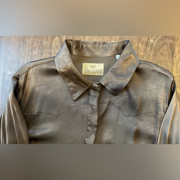 King Ranch Women’s Western Satin Button Down Shirt XXL - Picture 2 of 8